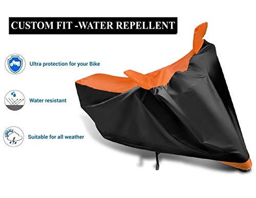 Image of Auto Hub Scooty Cover Compatible with TVS Scooty Pep Plus with Mirror Pocket, Dustproof, Heat Resistant, Triple Stitched, Pep Plus Scooty Cover- Black, Orange