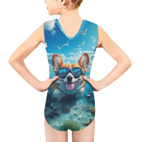 Image of INSTANTARTS Gymnastics Leotards Girl Dinosaur Dancewear Activewear Quick Dry