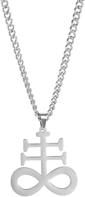 TEAMER Stainless Steel Satanic Leviathan Cross Necklace Baphomet Pendant Sigil of Lucifer Pentagram Pentacle Necklace Satan Goat Church Chain Amulet Occult Jewelry
