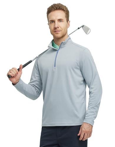 MICHEL ROUEN Quarter Zip Pullover Men Long Sleeve Dry Fit Moisture Wicking 1/4 Zip Pullover Mens Mock Neck Heather Sweatshirt3