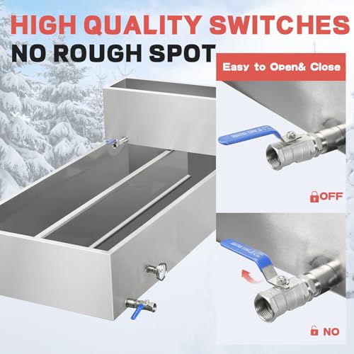 Image of Maple Syrup Evaporator Pan 53.3Gal 304 Stainless Steel Maple Syrup Evaporator with Valve Thermometer and Divided Design 48 x 24 x 18.7 Inch Feed Pan for Boiling Maple Syrup for Home and Outdoor Use