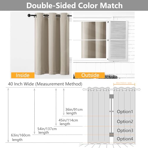 Image of Simplebrand Stone Curtains for Bedroom 54 Inch Length 2 Panels Set, Room Darkening Thermal Insulated Energy Saving Curtains for Nursery, Grommet Solid Soft Window Treatment Drapes, W40 x L54