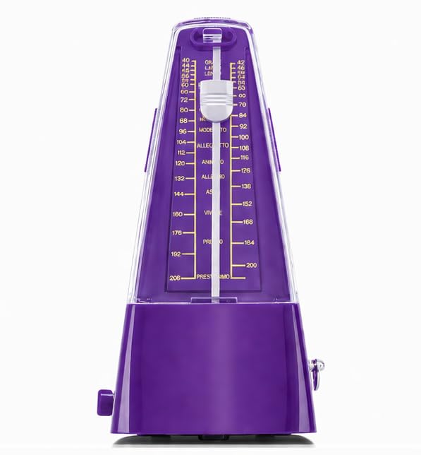 Image of Perlman Traditional Wind Up Mechanical Metronome for Piano Guitar Bass Drum Violin and Other Musical Instruments (Purple)