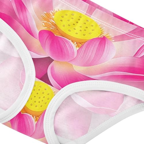 Girls Underwear Toddler 2t Cotton Girl Panties Cute Personalized Briefs Kids Undies Pink Water Lily Flower Lotus White4