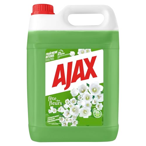 AJAX - Nettoyant Ménager - Multi surfaces & Sol - Fête des Fleurs, Parfum Muguet - Sans rinçage - Idéal collectivités -Grand Format Bidon de 5L -