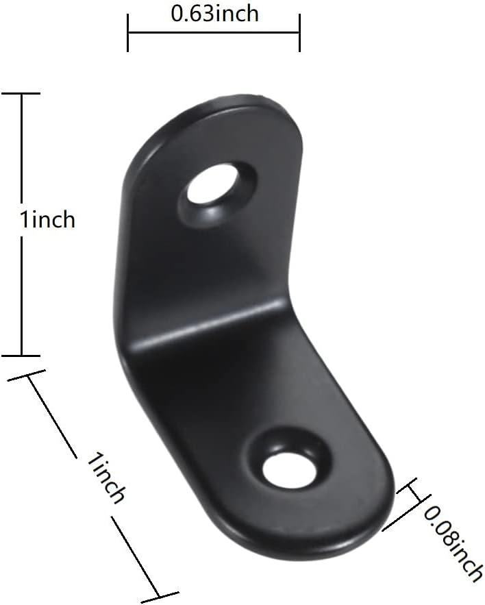 L Bracket Corner Brace Joint Right Angle 90 Degree Fastener Wood Support for Shelves Braces Mounting Brackets with Screws for Furniture Chairs Wooden Hardware Brackets 16Pcs Elimeta (Black 1inch)