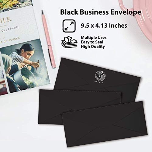 Business-Envelops-200-Pack-10-Black-Envelopes-Standard-Square-Flap-Gummed-Seal-Perfect-for-Invitations-Office-Checks-Letter-Mailing-Crafts-Printable-Windowless-4-18-x-9-12-Inches