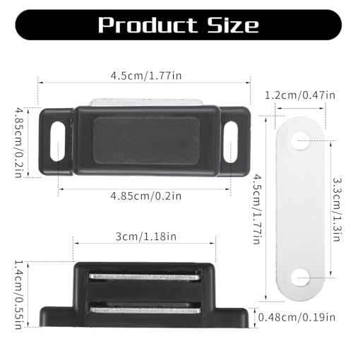 Andibro 4 Stück Schrankmagnet Riegel,Schwarz magnetschnäpper Türschnäpper mit 16 Schrauben einfach zu Edelstahl Türmagnet für Küchenschrank Schränke Schrank Schubladenriegel (Schwarz)