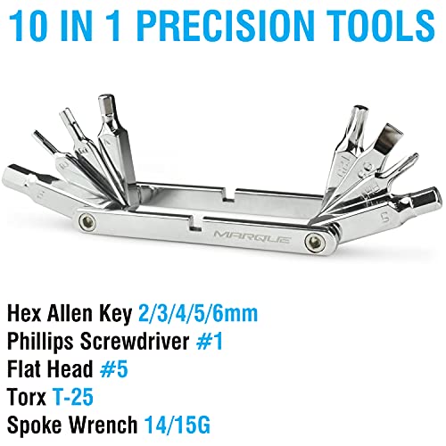 image for MARQUE 10 in 1 Bike Multitool - Mini 10 Bicycle Multi Tool Repair Kit 