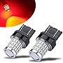 iBrightstar Newest 9-30V Super Bright Low Power 7443 7440 T20 LED Bulbs with Projector Replacement for Tail Brake Lights Turn signal Lights, Brilliant Red