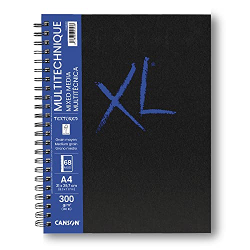 Canson Xl Mix Media Texturado Cuaderno A4 40 Hojas 300G, Blanco, C31200L016