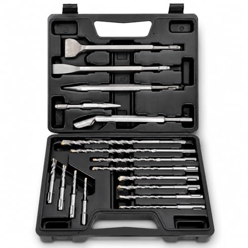 XtremepowerUS 17-Piece SDS-Plus Rotary Hammer Drill Bits and Chisel Set, Carbide-Tipped Masonry Drill Bits & Chisels for Concrete, Brick, Stone, with Storage Case XtremepowerUS 17-Piece SDS-Plus Rotary Hammer Drill Bits and Chisel Set, Carbide-Tipped Masonry Drill Bits & Chisels for Concrete, Brick, Stone, with Storage Case