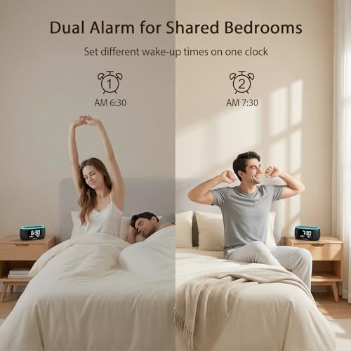 HOUSBAY Digital Alarm Clock Radio for Bedrooms with Night Light - Image 3