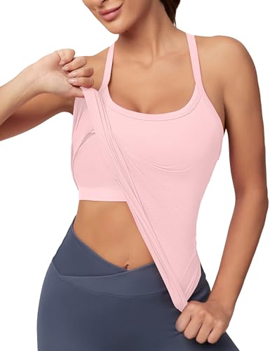 Image of MathCat Workout Tank Tops for Women with Built in Bra, Sleeveless Gym Tops Seamless Racerback Athletic Yoga Shirts