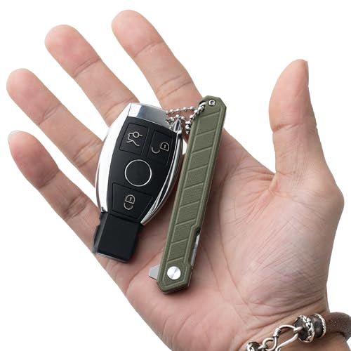 OLITANS G046 Mecha Mini Slim Folding Scalpel with 5pcs #24 and 5pcs #60 G14 Handle with Liner Lock, Utility EDC Pocket Knife with Back Clip（Green）