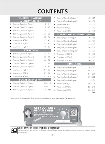 Oswaal CBSE 25 Combined Sample Question papers Class 10 Books Science, Mathematics Standard, Social Science, English Language and Literature, Hindi-A (For 2025 Exam)