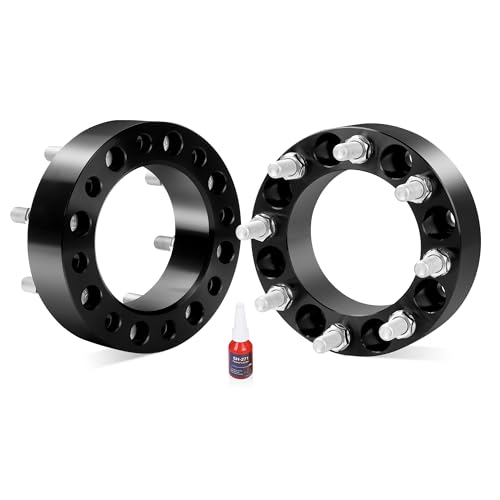 EZISOE 2 pcs 8x6.5 Wheel Spacers for 1994-2011 Ram 2500 3500, 1988-1998 F-250 F-350, 2 Inch 8x165.1 Wheel spacers 126.15mm Hub Bore with 9/16-18 Studs