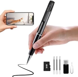 1080P Motion-Activated Camera Pen with Wi-Fi & App Alerts, 32GB Included, Portable Hidden Cam 100-Degree View Angle, 250mAh Rechargeable Battery -No Audio