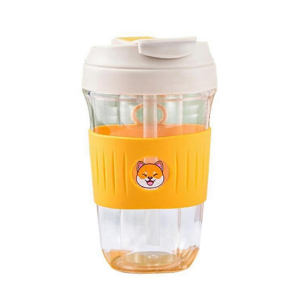 JOYHAPPST 600ml Summer Dual-Purpose Water Bottle with Straw Cold Drink Coffee Cup Tea Mug
