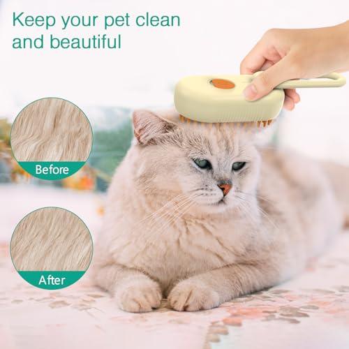 Image of ORIA Cat Steam Brush, 3 in 1 Pet Spray Comb, Self Cleaning Steam Dog Cat Brush, Rechargeable Silicone Grooming Tool with Concealed Handle for Shedding, Hair Removal, Pet Massage