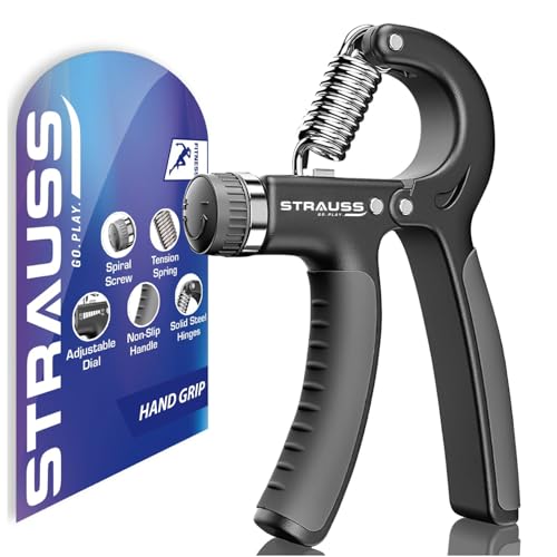 Image of Strauss Adjustable Hand Grip| Adjustable Resistance (10KG - 40KG) | Hand Gripper for Home & Gym Workouts | Perfect for Finger & Forearm Hand Exercises & Strength Building for Men & Women (Black)