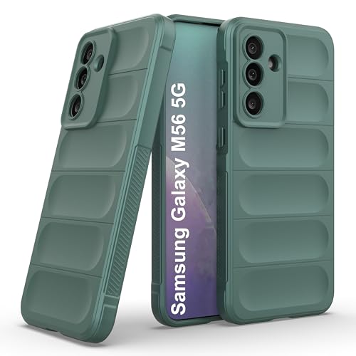 Image of amazon basics Back Case Cover for Samsung Galaxy M56 5G | Compatible for Samsung Galaxy M56 5G Back Cover | Liquid Silicon Magic Case with Camera Protection | Dark Green