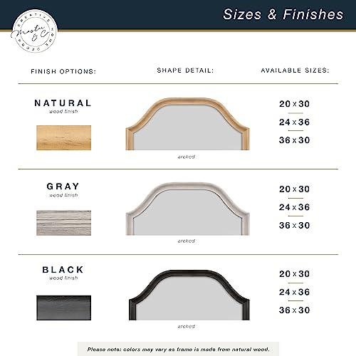 Image of MCS Master & Co. 20x30 Mirror with Black Woodgrain Solid Wood Frame, Arched Wall Hanging Large Mirror for Bathroom, Bedroom & Livingroom