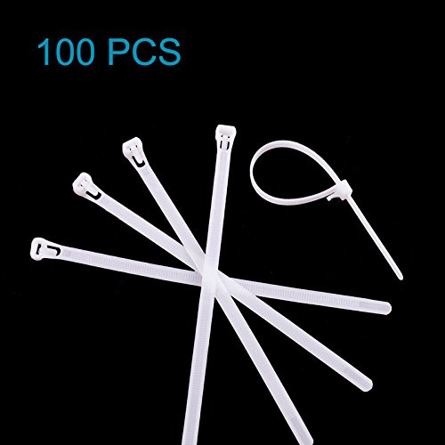 100pcs 6"(150mm)L 0.3"(7.8mm)W Releasable/Reusable Nylon Cable Zip Ties 120lbs Tensile Strength.for Organization/Management.White