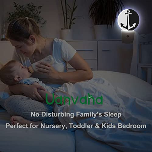 Image of Anchor Night Light Sea Ocean Nautical Anchor Black White LED Dusk to Dawn Plug-in Nightlight Auto Sensor for Bedroom Bathroom Hallway Living Room