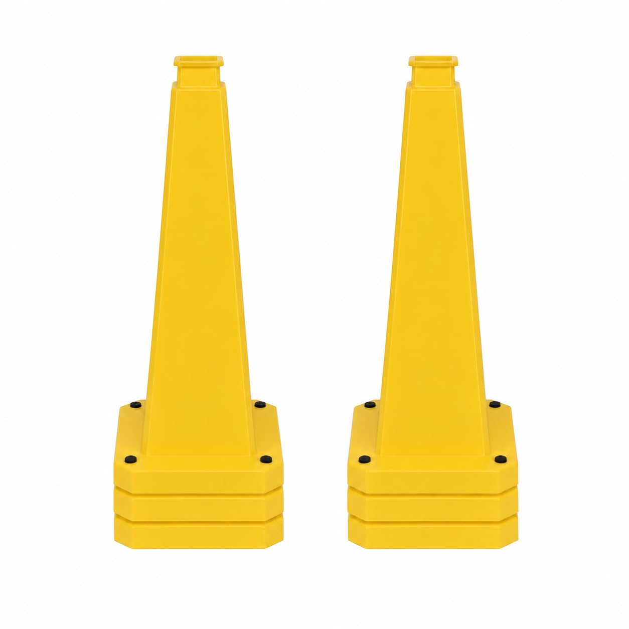 Verkehrskegel 71 cm, Schwerer Leitkegel mit Lestierter Basis, UV-Beständig und Stapelbar, Absperrkegel für Parkplatz, Baustelle und Veranstaltungen, Unbedruckt (6, gelb)