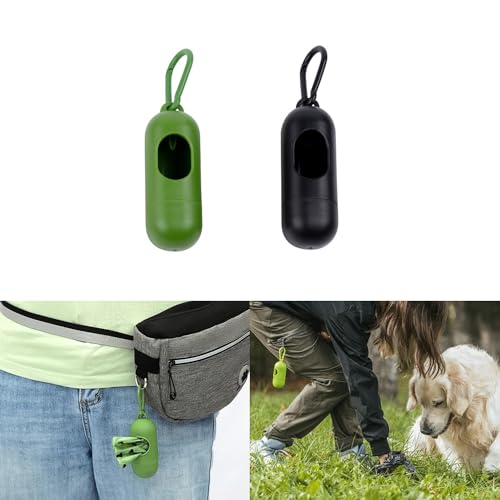 Image of 2 Set Dog Poop Bag Holder Dog Waste Bag Dispenser with Carabiner Clip Doggie Poop Bags Hands Free Hanging Carrier for Leash Belt Disposal Dog Poop Bags Rolls Pet Waste Pickups
