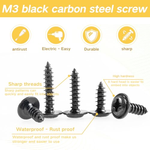 300Pzs Tornillos Autorroscantes M3 Cabeza Redonda con Arandela miniatura 4