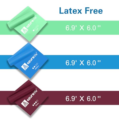 Image of A AZURELIFE Resistance Bands,Professional Long Non-Latex Elastic Stretch Bands,Exercise Bands for Physical Therapy, Yoga, Pilates, Rehab, at-Home or The Gym Workouts, Strength Training