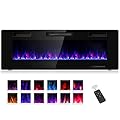 ORALNER Electric Fireplace 50 Inch, Recessed & Wall Mounted Fireplace Heater with 12 Flame Effects, 5 Brightness, Remote Control & 8H Timer, Overheating Protection, 750W/1500W, Black (50 Inches)