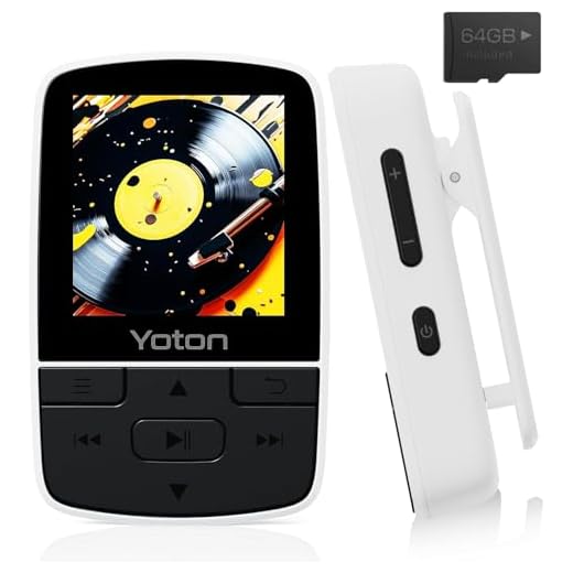 YOTON Lecteur MP3 64 Go avec Clip, Mini Musique MP3 Bluetooth 5.2, Super léger (28.5g),Son HiFi sans Perte, Radio FM, Chronomètre, Enregistreur, Podomètre, etc., avec Écouteurs, Blanc