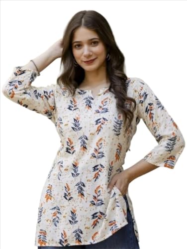 Image of Women's Short Kurti in TopsTunic Rayon Cotton Blend | Ladies Ethnic Tunic