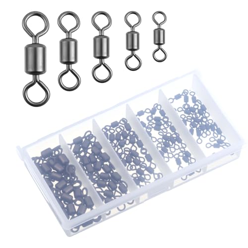 100 Stück Karabiner Wirbel Angeln Forelle, Aluminiumlegierung Kugellager Wirbel für Salzwasser Süßwasser, 5 Größen (2# 4# 6# 8# 10#), Rollenwirbel mit Soliden Ringen für Hecht, Karpfen Friedfisch