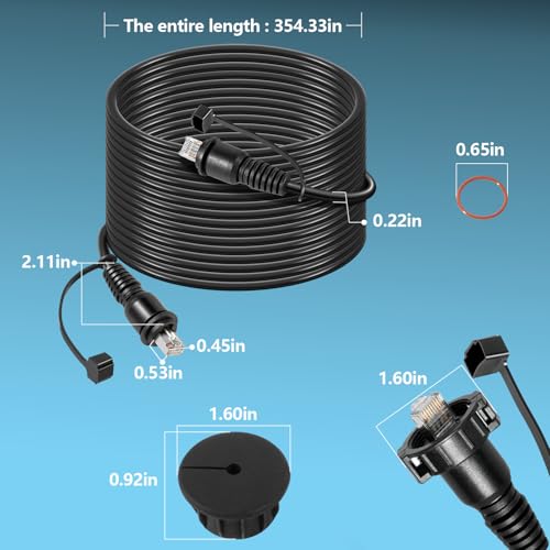 Image of 30 Foot Marine Network Cable Fit for Garmin RJ-45 Compatible with GPSMAP, ECHOMAP Plus /UHD /Ultra, GMR, GMR Fantom, GMS, GSD, GCV 10 Scanning Sonar Module