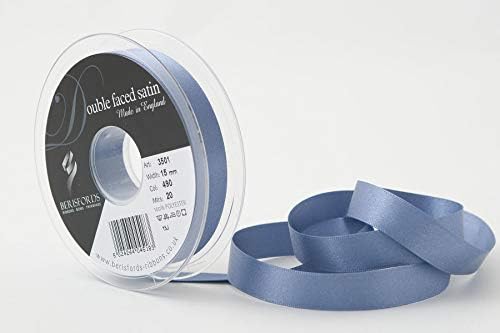 Berisfords Double FACE Poly Satin Ribbon, BlackBerry, 15 mm