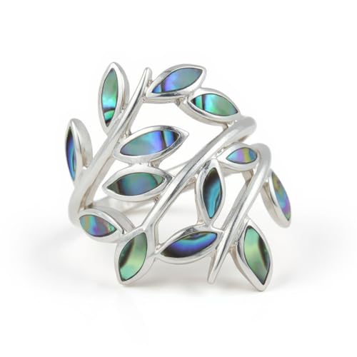 Bague femme argent 925 et nacre abalone fleur Magnolia idéale pour sublimer un look d'été