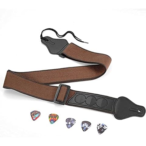 Guitar Strap With 3 Pick Pockets,Extra 5 Picks,Adjustable For Bass,Electric,Acoustic Guitars Cover