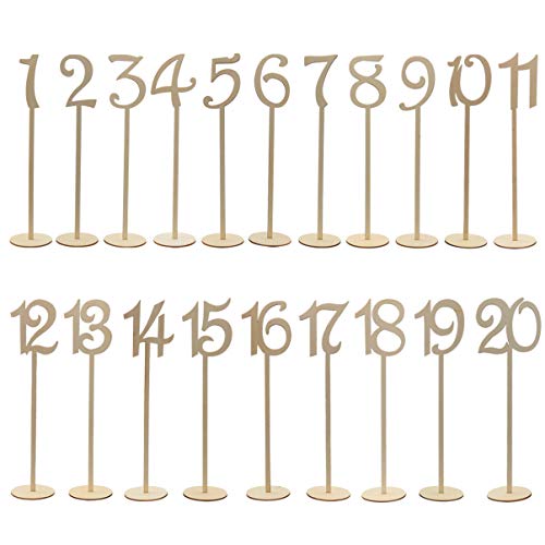 STOBAZA Set of 20 Natural Wood Table Number Holders (1-20) for Wedding Decorations Home Seating Arrangement