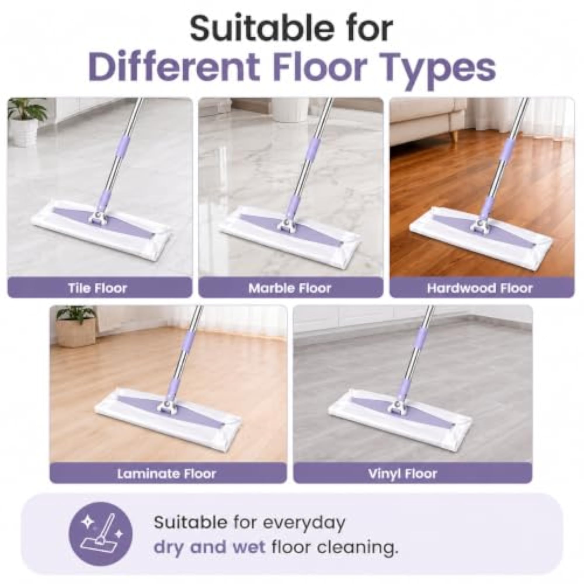 Disposable Dry & Wet Flat Mop with Extendable Handle