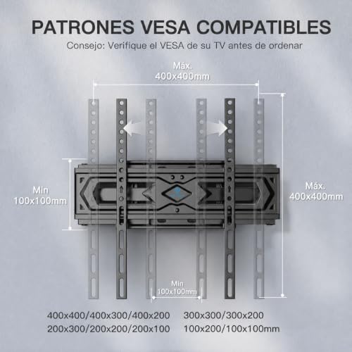 Miniatura 2 de Perlesmith Soporte Tv Pared Articulado Inclinable Y Giratorio Soporte Tv Para 26-65 Pulgadas Pantallas Max Vesa 400x400mm, Para Soportar 45kg