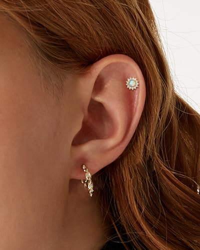 Colorful Opal Tragus Jewelry 16G Vintage Helix Cartilage Earrings Stud Internally Thread Labret Stud Surgical Steel2