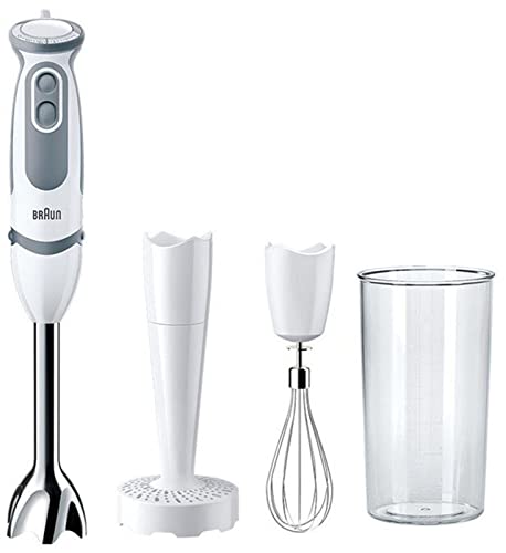 Braun Hogar Minipimer 5207 – Frullatore A Mano, 1000 W, 21 Velocità E Funzione Turbo, Campana Anti-Schizzi, Include Bacchette, Passapunti, Bicchiere M