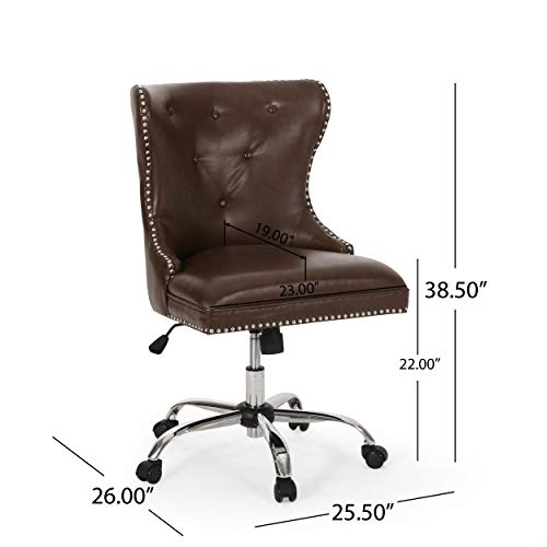 Christopher Knight Home Keith Contemporary Tufted Swivel Office Chair, Dark Brown + Chrome #TOP2