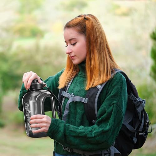 Gallon Water Bottle, 0.7 Gallons Hard Transparent Plastic Dual Scale Flip Cover Seal Leak Proof Big Water Jug with Straw and Hanging Rop,Wide Range of Applications Big Water Bottle for Outdoor Use - image 4