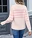 Sumleno Womens Cute Bow Striped Sweater Crewneck Long Sleeve Knit Sweatshirt Top Warm Soft Winter Y2k Aesthetic Pullover (L,Pink)