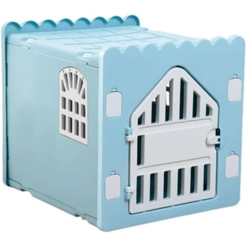 Dearollingディアローリング ペット用猫ベッド・犬ベッドオールシーズン対応 室内外兼用防風・防雨・日焼け防止・防錆分解可能な猫ケージ・犬ベッドおしゃれデザイン (窓あり,ブルー)